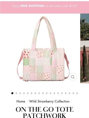 ISO Poppy & Peonies Wild Strawberry Patchwork Tote